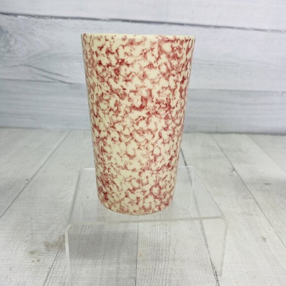 Roseville The Workshop of Gerald Henn ROSE SPONGE Red Spongeware 12 oz Tumbler - Picture 6 of 14